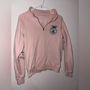FFA Pink Half-Zip Cowl Pullover with Embroidered Crest